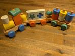 Vrolijke houten speelgoedtrein, Ophalen of Verzenden, Zo goed als nieuw, Duw- of Trekspeelgoed