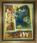 644. Olieverfschilderij, midden 20e eeuw – expressionistisch, Antiek en Kunst, Ophalen of Verzenden