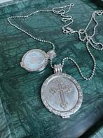 Zilveren Collier met Mi Moneda hangers, Ophalen of Verzenden, Zo goed als nieuw, Zilver, Met hanger