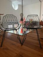 Twee design draadstoelen – donkerblauw, Ophalen, Twee, Blauw, Metaal