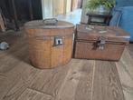 Metalen antieke hoedendoos en opbergkist, Ophalen, Gebruikt, Minder dan 50 cm, Minder dan 50 cm