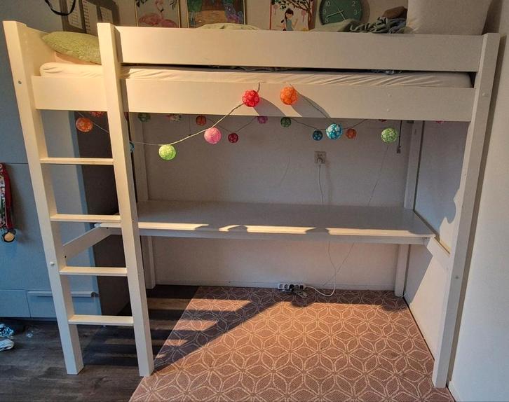 Hoogslaper stapelbed met groot bureau, Huis en Inrichting, Slaapkamer | Stapelbedden en Hoogslapers, Gebruikt, Hoogslaper, 90 cm