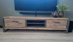 Acacia houten TV-meubel met metalen frame, Gebruikt, 150 tot 200 cm, Minder dan 100 cm, Industrieel