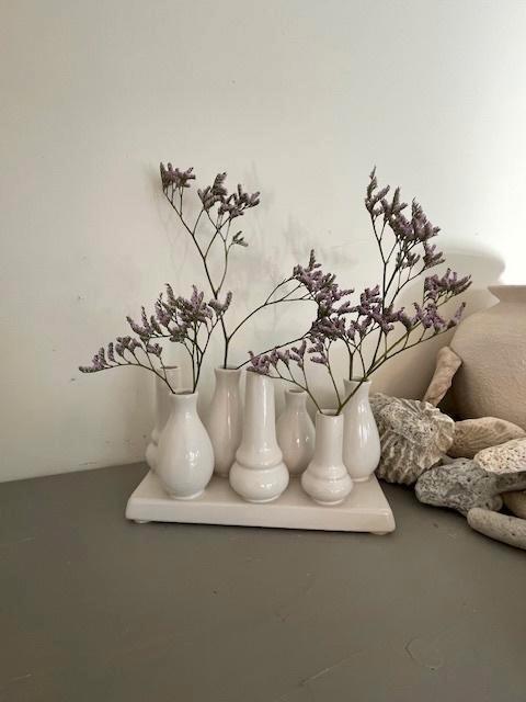 2 x modern tulpenvaasje. Multiflower vaas wit porselein., Huis en Inrichting, Woonaccessoires | Vazen, Zo goed als nieuw, Wit