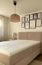 Zgan Arctic Boxspring 160x200 + Topper. 1,5 maand oud, Ophalen, Beige, Tweepersoons, Zo goed als nieuw