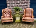 traditioneel Engelse oor fauteuils met karakter, Huis en Inrichting, Ophalen, Gebruikt, Engels Chesterfield, Minder dan 75 cm