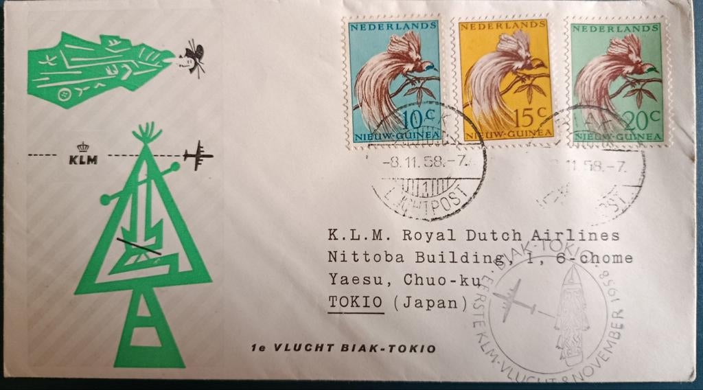 Zeldzame 1e vlucht envelop. Nederlands Nieuw Guinea, Ophalen of Verzenden, Gestempeld, Nieuw-Guinea