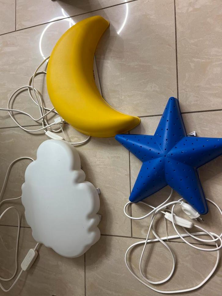 IKEA Drömsyn Lampen Set - Maan, Ster, Wolk, Huis en Inrichting, Lampen | Hanglampen, Zo goed als nieuw, Minder dan 50 cm, Kunststof