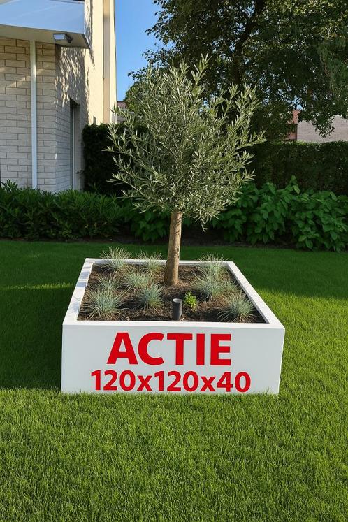 Actie Plantenbak van Staal 120x120x40 Wit en Zwart voorraad, Tuin en Terras, Bloembakken en Plantenbakken, Nieuw, Metaal, Binnen