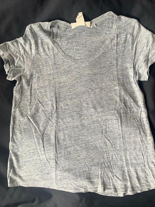 Opruiming ......... muisgrijs shirt 100 % linnen H&M LOGG, Kleding | Dames, Tops, Zo goed als nieuw, Maat 38/40 (M), Grijs, Korte mouw