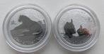 Zilveren 2 oz lunar 2 serie., Ophalen of Verzenden, Losse munt, Zilver