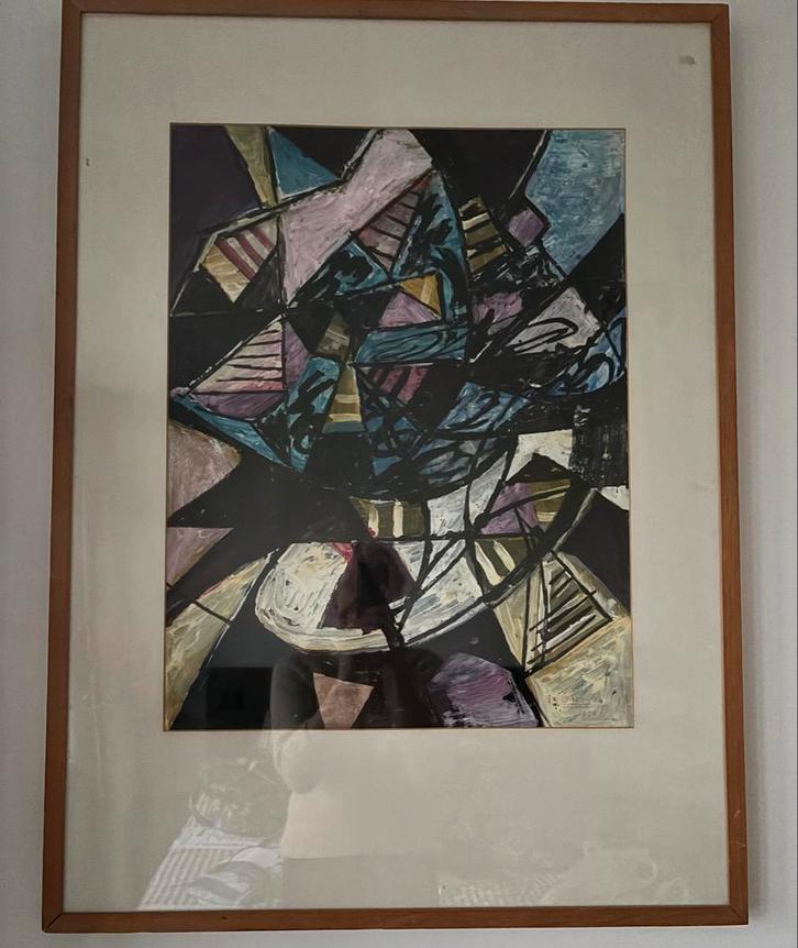 Abstract schilderij J. Kramer, 1978, Antiek en Kunst, Kunst | Tekeningen en Foto's, Ophalen of Verzenden