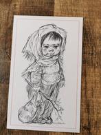 Prent nostalgisch zwerver meisje 20 x 32 cm, Huis en Inrichting, Woonaccessoires | Schilderijen, Tekeningen en Foto's, Minder dan 50 cm