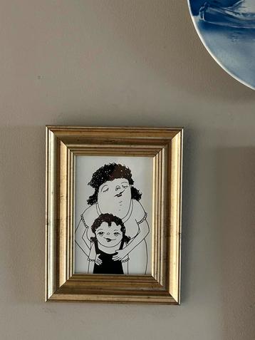 Gouden Lijstje met zwart wit kust “ liefde “ beschikbaar voor biedingen