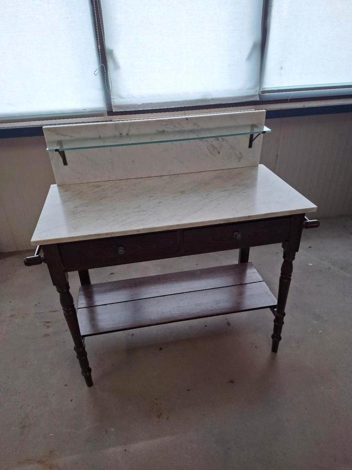 Antieke wastafel met marmeren blad, Antiek en Kunst, Antiek | Meubels | Tafels, Ophalen