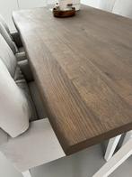 Boomstamtafel eettafel massief eiken, witte poten 160x85, Huis en Inrichting, Tafels | Eettafels, Ophalen, 50 tot 100 cm, Zo goed als nieuw
