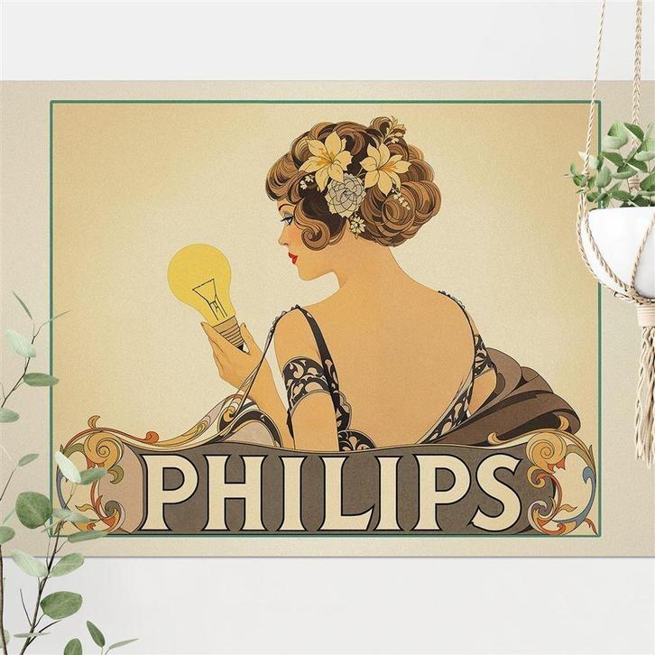 PHILIPS Lightbulb Lamp Art Deco Kunst Poster, Verzamelen, Posters, Nieuw, Film en Tv, A1 t/m A3, Ophalen of Verzenden