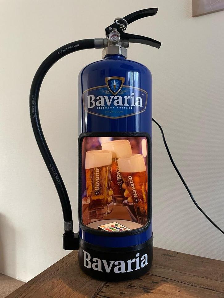 Bavaria brandblusser lamp, Verzamelen, Biermerken, Zo goed als nieuw, Reclamebord, Plaat of Schild, Ophalen of Verzenden