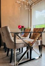 Eten tafel, Huis en Inrichting, Tafels | Eettafels, Ophalen of Verzenden, Zo goed als nieuw, Vier personen, Glas