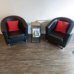 Zwarte fauteuil stoelen., Ophalen, Zo goed als nieuw, Minder dan 75 cm, 50 tot 75 cm