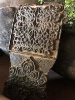 Dubbele oude batik stempel India oosters sleets imperfect, Antiek en Kunst, Ophalen of Verzenden