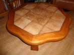 Mooi Licht Eiken Salon Tafel met Tegels erop., Gebruikt, 100 tot 150 cm, Minder dan 50 cm, Rechthoekig