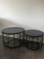 Zwarte Ronde Bijzettafels - Set van 2, Ophalen, Minder dan 45 cm, Minder dan 55 cm, Metaal of Aluminium
