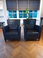 Twee lederen fauteuils. Donkerbruin. Samen te koop., Huis en Inrichting, Ophalen, Gebruikt, Minder dan 75 cm, Leer