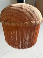 Vintage rieten Hanglamp met Franje - jaren 60/70, Huis en Inrichting, Lampen | Hanglampen, Ophalen of Verzenden, Gebruikt, Hout