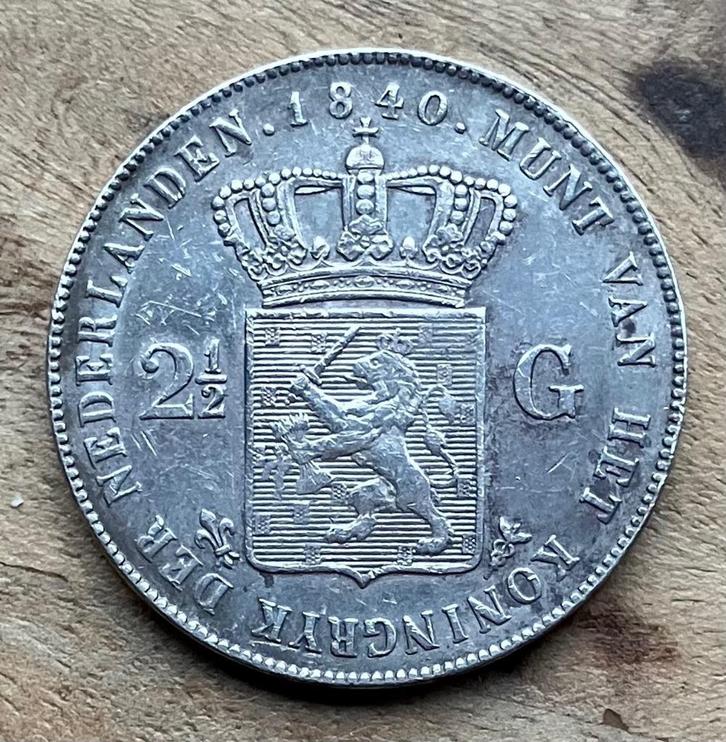 2,5 gulden 1840 Willem I, Postzegels en Munten, Munten | Nederland, Losse munt, 2½ gulden, Koning Willem I, Zilver, Ophalen