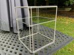 Max Sause Isocele design bijzettafel wit metaal met glas, 45 tot 60 cm, Minder dan 55 cm, Vierkant, Ophalen of Verzenden