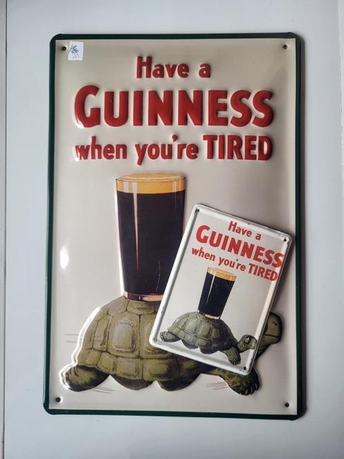 GUINNESS BEER - 107 - "TIRED ...??  GUINNESS !!!+ TIN-CARD !, Verzamelen, Biermerken, Nieuw, Reclamebord, Plaat of Schild, Overige merken