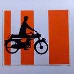 Leuke oude sticker.  Verkeersbord.  Persoon op brommer., Ophalen of Verzenden, Zo goed als nieuw, Overige typen