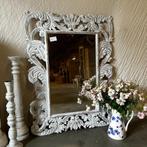 Barok spiegel - houten lijst - wit - 120 x 90 cm -TTM Wonen, 50 tot 100 cm, 100 tot 150 cm, Rechthoekig, Ophalen of Verzenden