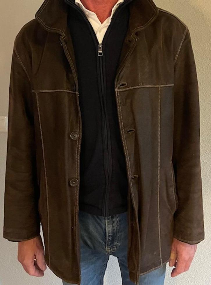 Donkervoort suède herenjas maat XL, Kleding | Heren, Jassen | Winter, Gedragen, Maat 56/58 (XL), Bruin, Ophalen of Verzenden