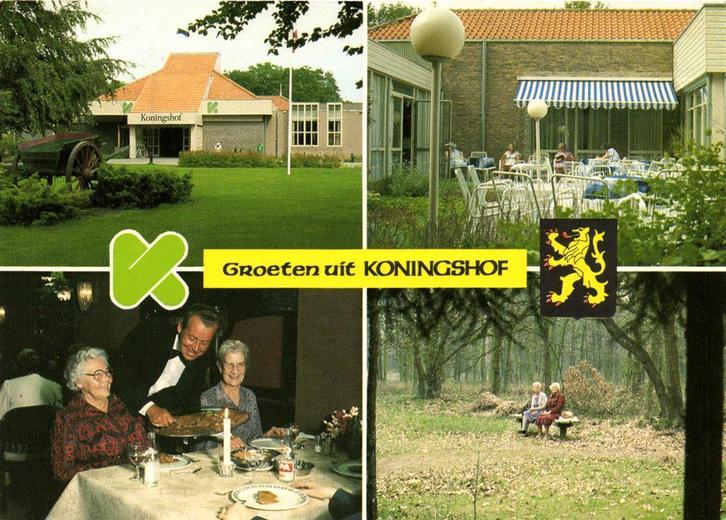 Groeten uit Koningshof Veldhoven - 4 afb + wapen - 1988 gelo, Verzamelen, Ansichtkaarten | Nederland, Gelopen, Noord-Brabant, Voor 1920