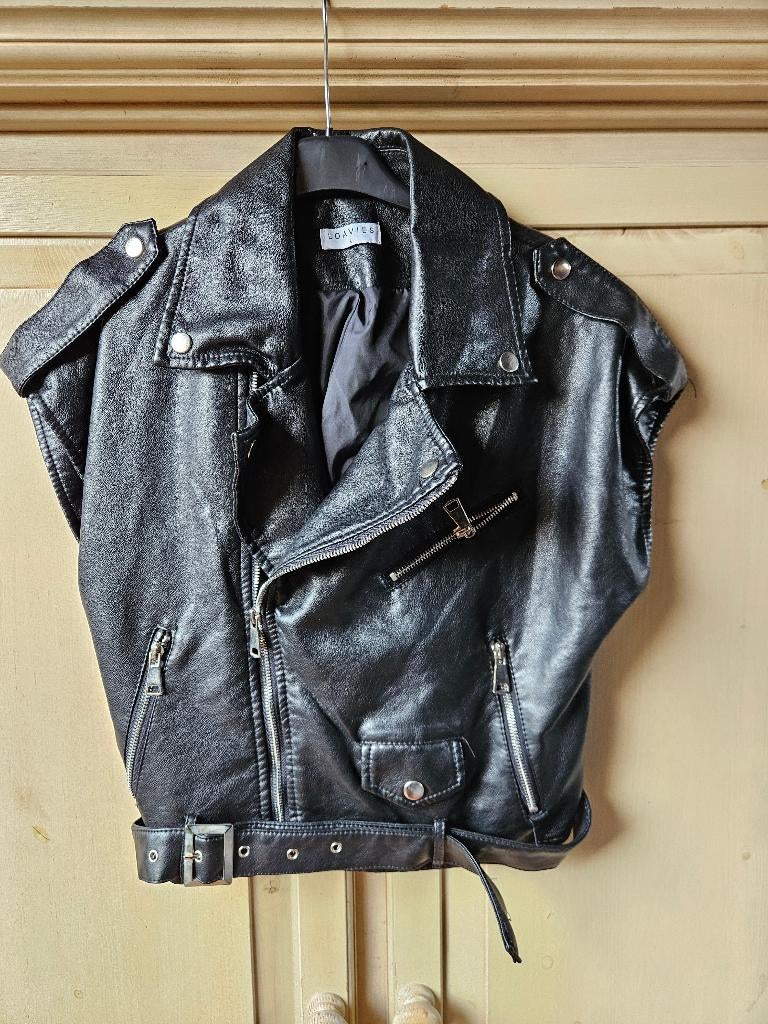 zwart nepleren vestje, maat S, Loavies, Verzenden, Zwart, Jasje, Maat 36 (S)