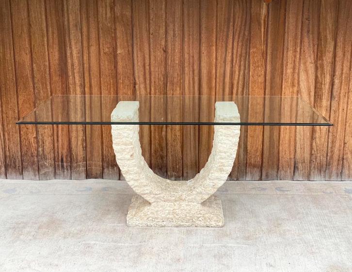 Vintage Mactanstone Eettafel, Antiek en Kunst, Antiek | Meubels | Tafels, Ophalen of Verzenden
