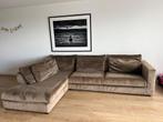 Luxe Richmond velvet hoekbank – Taupe – Topstaat!, Ophalen, Gebruikt, Hoekbank, 300 cm of meer