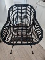 Zwarte rotan kuipstoel tuinstoel - Stijlvol en Comfortabel, Ophalen, Zwart, Zo goed als nieuw, Riet of Rotan