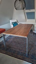 Mooie houten tafel met metalen poten, Huis en Inrichting, Tafels | Salontafels, Zo goed als nieuw, Metaal, Modern, Rechthoekig