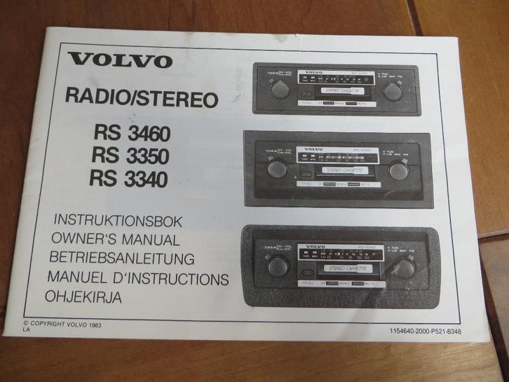 Zeldzame handleiding Volvo radio's RS 3460, 3350, 3340 1983, Auto diversen, Handleidingen en Instructieboekjes, Ophalen of Verzenden