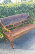 Teakhouten bank, br 149 cm, houtsnijwerk, Ophalen of Verzenden, Zo goed als nieuw, Teakhout