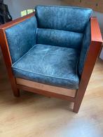 Art deco stijl van Bendic fauteuil met lederen bekleding, Huis en Inrichting, Fauteuils, Ophalen, Gebruikt, Minder dan 75 cm, Leer