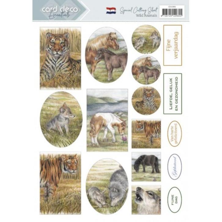 Card Deco Essentials CD11994 Wild Animals 3D knipvel A4, Hobby en Vrije tijd, Kaarten | Zelf maken, Nieuw, Knipvel, Dieren, Ophalen of Verzenden
