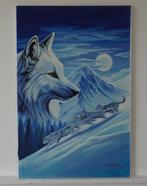 Modern Schilderij van Wolven in de Sneeuw, Acrylverf op Doek, Antiek en Kunst, Ophalen
