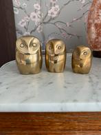 Vintage set van 3 Uiltjes van koper, Antiek en Kunst, Antiek | Koper en Brons, Ophalen