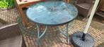 GRATIS Glazen ronde buitentafel Apeldoorn, Tuin en Terras, Ophalen, Gebruikt