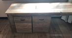 Brede tafel, met opbergbakken, steigerhout, Huis en Inrichting, Tafels | Sidetables, Ophalen, Zo goed als nieuw, 150 tot 200 cm