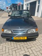 Saab 900 2.0 T16 Turbo Cabrio K6 1990 antraciet automaat, Auto's, Zwart, Cabriolet, Leder, Stoelverwarming